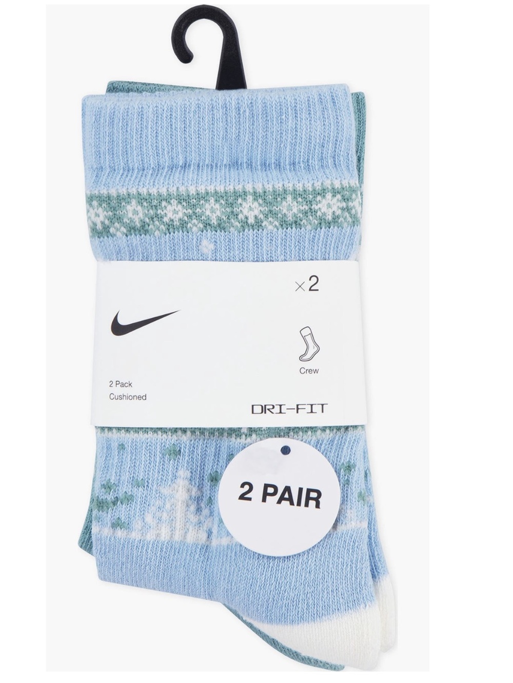 Nike Kids' 2-Pack Fair Isle Crew Socks (Little Kid) SZ-5-77